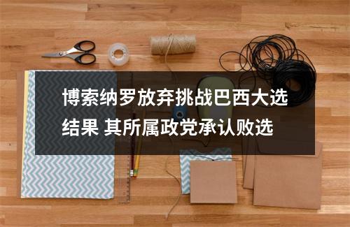博索纳罗放弃挑战巴西大选结果 其所属政党承认败选