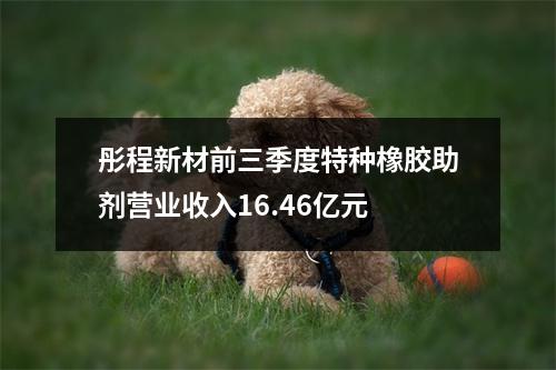 彤程新材前三季度特种橡胶助剂营业收入16.46亿元