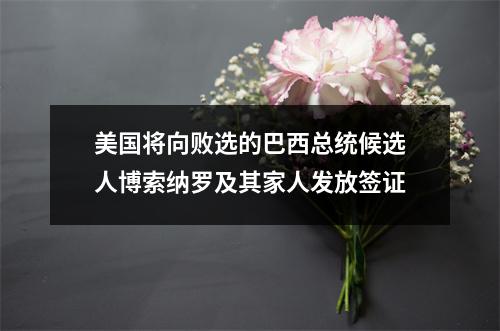 美国将向败选的巴西总统候选人博索纳罗及其家人发放签证